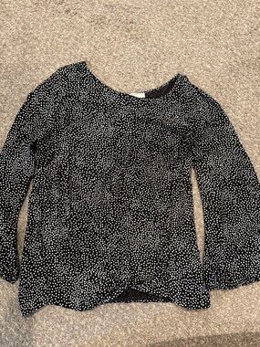 LOFT Plus Size 20 Black White Polka Dot Knot Front Blouse Top